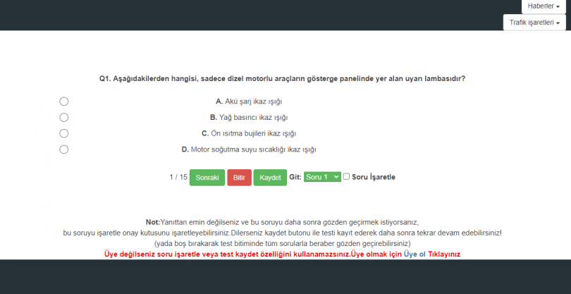 ehliyet sınav testleri ehliyet sınavı soruları